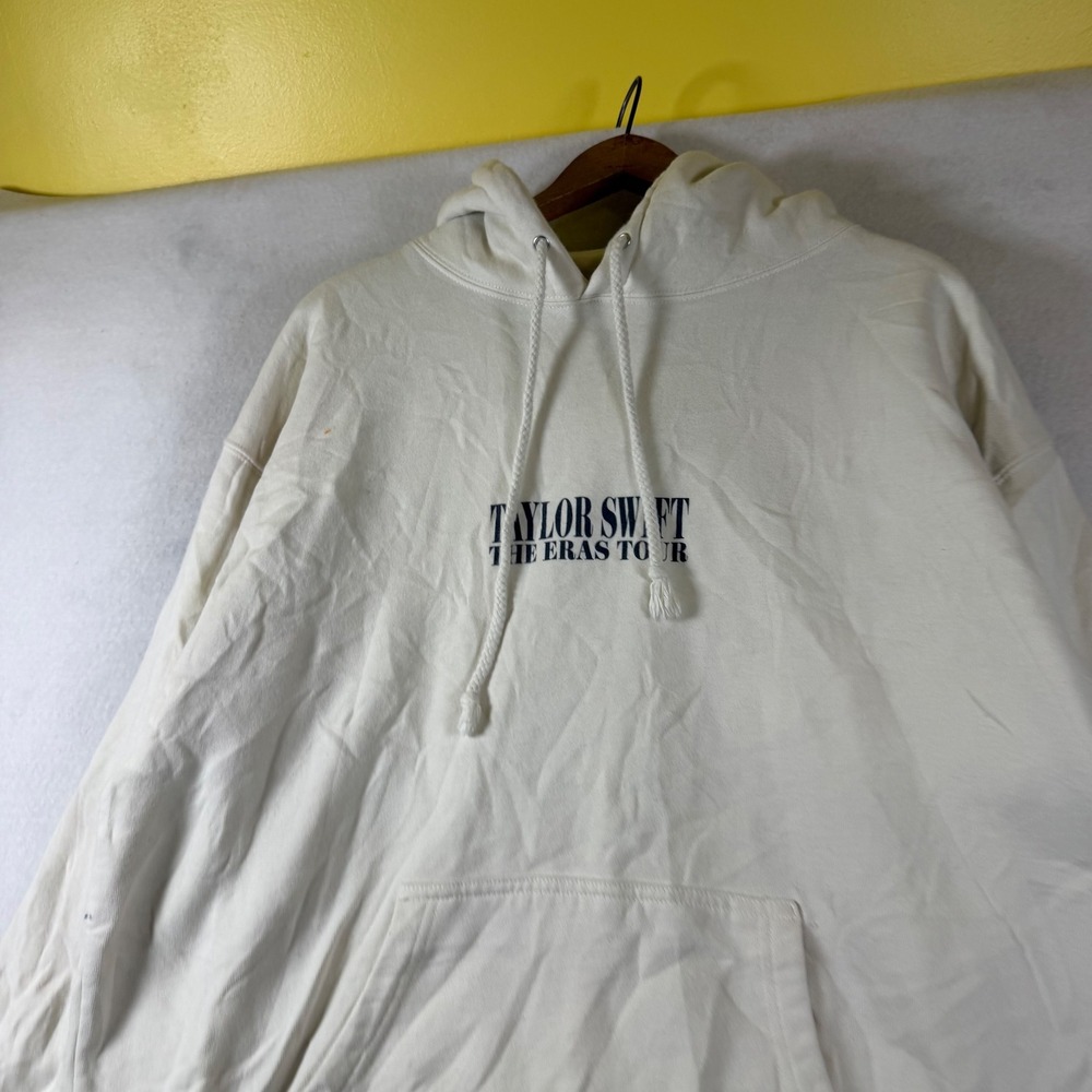 Taylor Swift The Eras Tour Hoodie Cream Graphic Back Print Sweatshirt Mens L